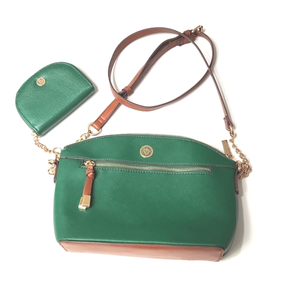 Anne Klein Curved Green Crossbody Bag